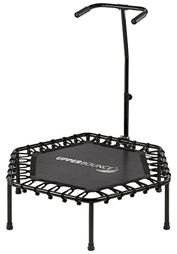 Upper Bounce 40" Mini Hexagonal Fitness Trampoline with Adjustable Handrail - Black