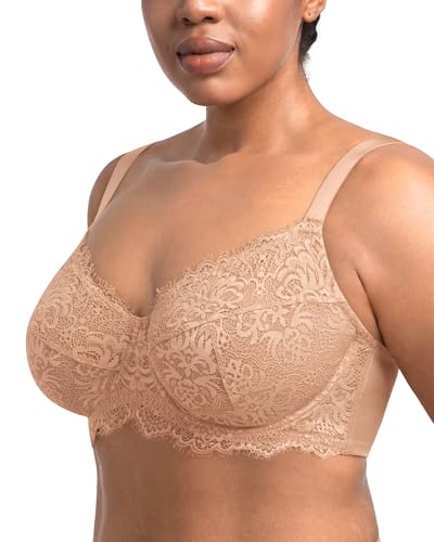 Image of HSIA Minimizer Bra for Women - Plus Size Full Coverage Lace Bra with Underwire, Non Padded