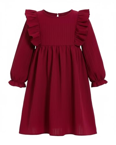 JiAmy Mädchen Kleider Festlich Rüschenärmel Langarm Kleid...