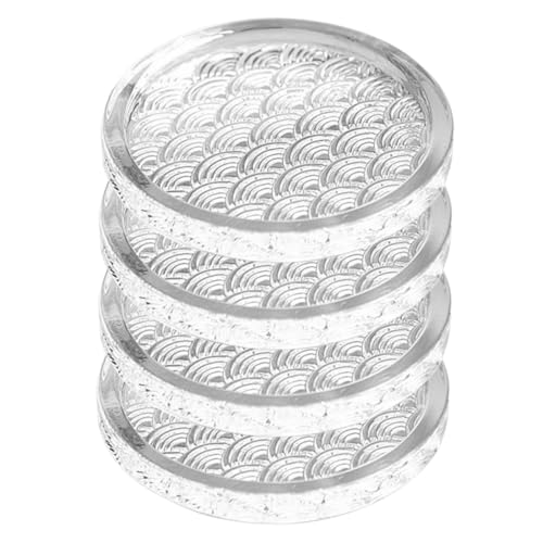 TOGEVAL Set da 4 Sottobicchieri in Vetro Rotondi Decorativi, Sottobicchiere per Bevande Resistenti al Calore, Protezione Tavolo per Cucina, Bar e Ristoranti, Accessori per Decorazioni