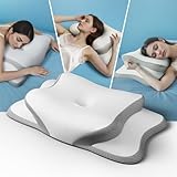 Pliera Nackenkissen Kopfkissen, Geruchloses Memory Foam Kissen,Schlafkissen Seitenschläferkissen für Seiten Rücken & Bauchschläfer Unterstützung für Seiten und Kühlbezug