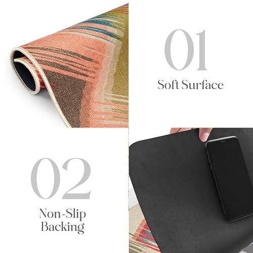 Image of Yellow Weaves 2 Pcs Jute Texture Non-Slip Bathmat, Water Absorbent Floor mat, Rugs, Door Mats for Bathroom, Living Room, Bedroom, Entrance, Outdoor, Kitchen, Office (Zigzag Multi)