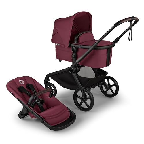 Bugaboo Kangaroo All-Terrain Single-to-Double Tandem Stroller for Infant and Toddler, for Up to Three Kids, XL Wheels, One-Hand Operation, Large Bassinet, XL Underseat Storage (Dark Cherry)