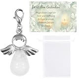 Schutzengel Schlüsselanhänger mit Edelstein, mit Karte + Weißer Gazebeutel, Trauergeschenk, Trauergeschenke für Hinterbliebene, Beileidsgeschenk, Trauergeschenke für Angehörige, Beerdigung Geschenk