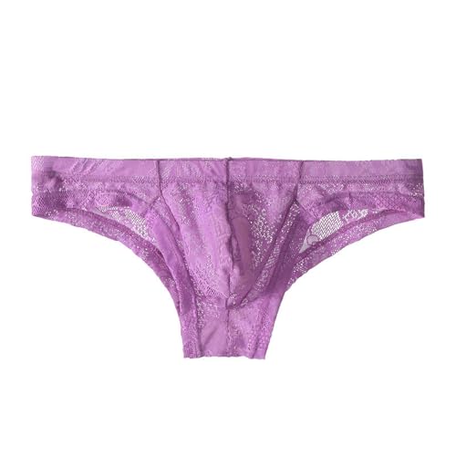 Zanisouta Lencería sexy para hombre, ropa interior de encaje transpirable, calzoncillos ligeros, braguitas monocromáticas, braguitas de Brasil, ropa interior cómoda, calzoncillos para hombre, O