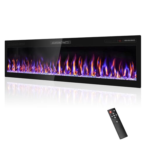 68 inch Electric Fireplace Inserts and Wall Mounted with Remote
