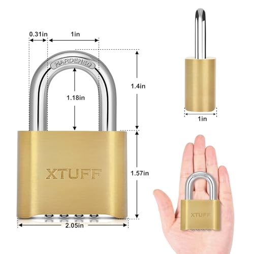 Image of Combination Lock-4 Digit Bottom Resettable Outdoor Brass Padlock Waterproof, Solid Wide Body, for School Gym Employee Sports Locker, Fence, Gate, Case, Hasp Storage, Suitcases, Keyless. (1)
