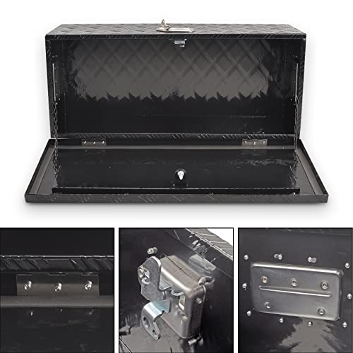 8Sc82 30 Inch Black Aluminum Tool Box 5 Bar Tread Toolbox For Truck Bed Car Outdoor Trailer Pickup Underbody Rv Atv Storage Underbed Tools Organizer With Lock And Keys (30''X13''X10'') #TOP3