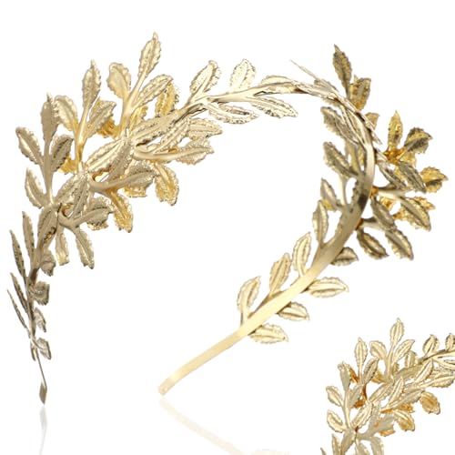 Image of Healeved Goddess Gold Leaf Crown Leaf Tiara Goddess Headband Gold Bridal Headband Greek s Greek s Accessories for Women Girls Bridal Wedding