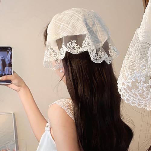 Image of White Lace Headband for Women, Stylish Hair Bandana | Delicate white lace headband adds a soft decorative touch for garden parties, birthdays, photos, festivals and daily styling