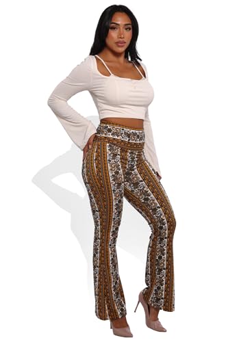 ShoSho Womens Flare Palazzo Pants Casual Boho Bell Bottoms Wide Leg Buttery Soft Bottoms2