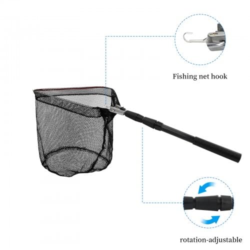 Guadino Pesca Telescopico, 90 cm Retino da Pesca Pieghevole Estensibile, Guadino Carpfishing in Acciaio Inossidabile, Portatile per Outdoor, Acquario e Boa di Stagno, Lunghezza Regolabile