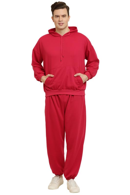 Image of Men's Fleece Long Sleeve Pullover Hoodies Set Full Length Winter Nightwear Pajama and Hoodie Set Tracksuit Gym Suit Night Suit