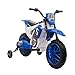 HOMCOM Moto Cross électrique Enfant 3 à 5 Ans 12 V 3-8 Km/h avec roulettes latérales Amovibles dim. 106,5L x 51,5l x 68H cm Bleu