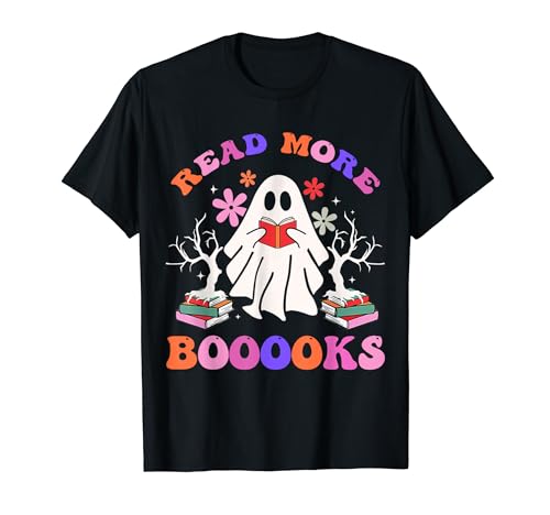 Leer más Libros Halloween Groovy Librarian Ghost Camiseta