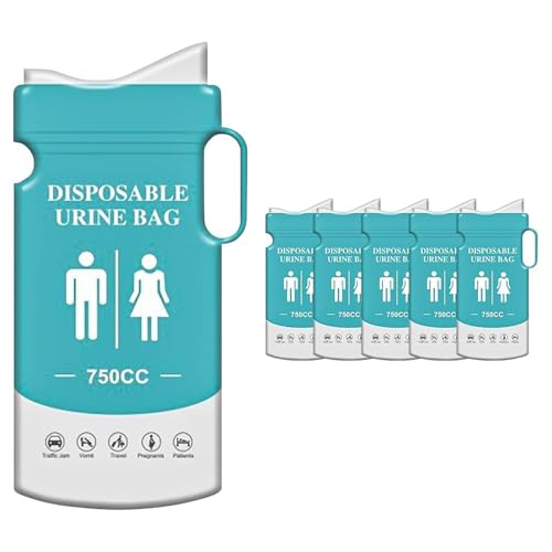 Jimkply Pack of 6 Disposable Urine Bags with Suction Gel (750 ml), Portable Urinal for On the Go with Handle, Emergency Toilets for Men, Women and Children, for Car, Camping, Traffic Jam, Outdoor