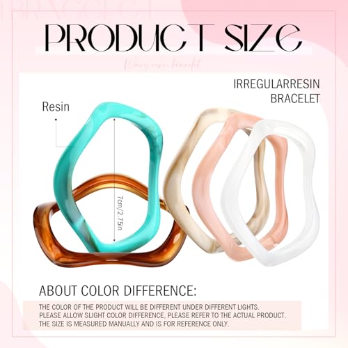 5 Pack Resin Bracelets for Women Resin Bangle Irregular Punk Acrylic Bracelets Wristband for Women Set2
