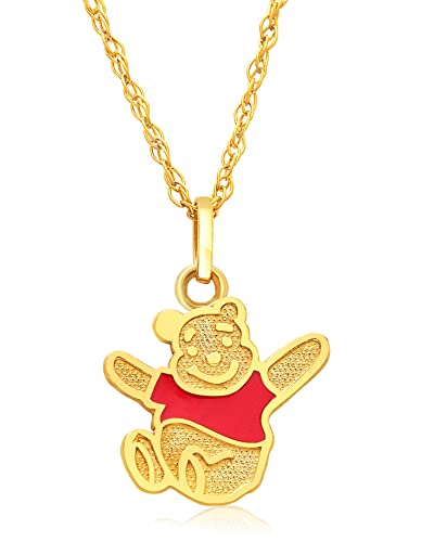 Disney Classics 14k Gold Pendant Character Necklaces - Princess Ariel, Simba, Winnie the Pooh, Frozen Snowflake, Dumbo, Mickey Mouse, Donald Duck, 101 Dalmatians, Pluto, 18'' Chain, Officially Licensed