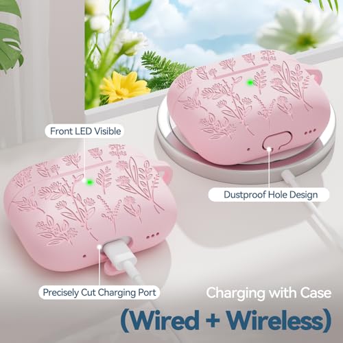Image of Ekoonpft for Airpods Pro 3 Case, Flower Engraved Cases for Apple AirPods Pro 3rd Generation 2025, Soft Silicone Cover for Men Women Girly with Cleaning Kit & Keychain, Anti-Scratch, Shockproof