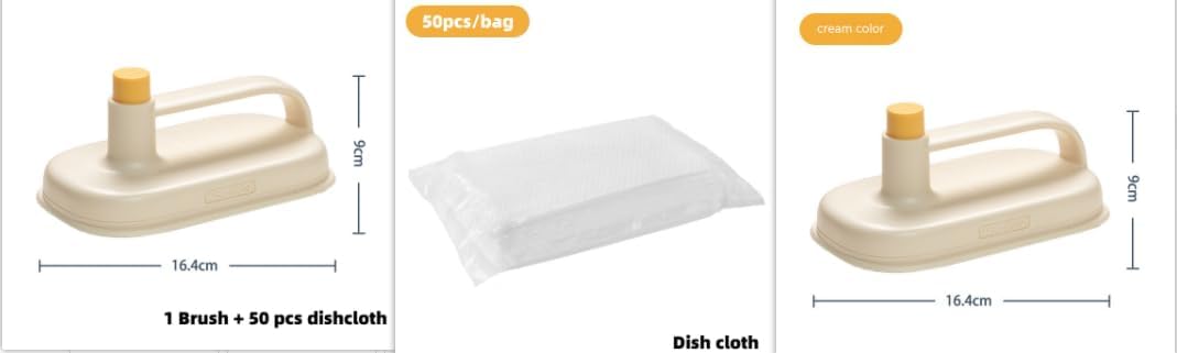 Magic Brush Kitchen Bathroom Cleaning Tool with Handle, Tile and Glass Scrubber, White