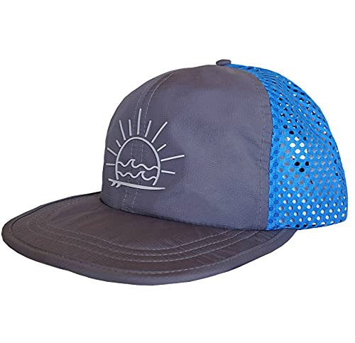 ThreadBound Outdoor Surf Floating Packable Mesh Hat - Charcoal Blue