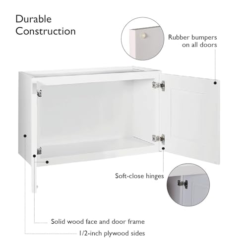 Image of Design House Brookings Kitchen Bridge Wall Cabinet, 30 inch, White