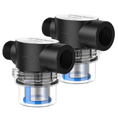 RV Water Pump Strainer Filter, 1/2 Inch NPSM Threaded Inlet Water Filter Compatible with Shurflo & 4008/2088 Series, Twist-On Water Pipe Screen for RV, Camper, Trailer & Marine-2 Pack
