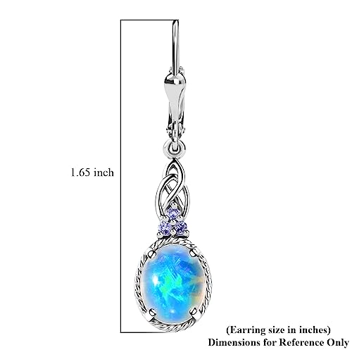 Ct 3.15 925 Sterling Silver Platinum Plated Opal Blue Tanzanite Drop Dangle Earrings For Women Jewelry Engagement Anniversary Wedding Promise Birthday Gifts #TOP4