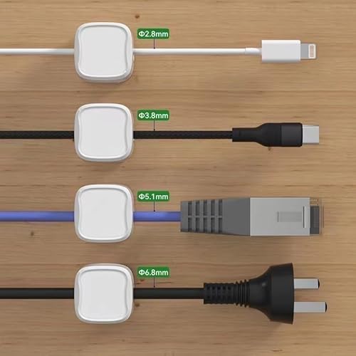 Organizador Magnético de Cables para Electrodomésticos y Mesita de Noche - Paquete de 12 Clips Adhesivos para Cables, Organizador para Cargadores de Teléfono bajo el Escritorio, Oficina en Casa y Auto miniatura 7