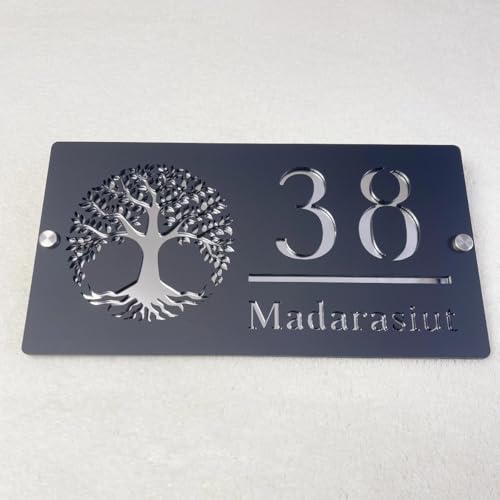 Placa de identificación de acrílico premium corte láser oro gris elegante 4