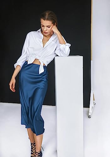 Image of Zeagoo Skirts for Women High Waist Skirt Elegant Midi Skirt Satin