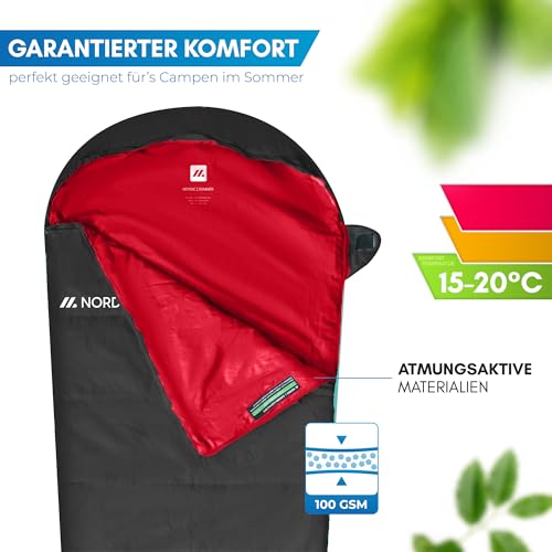 NORDMUT® Schlafsack Erwachsene – kleines Packmaß & Ultraleicht (900/1500g) – 3-Jahreszeiten (250 GSM) & Sommerschlafsack (100 GSM)… – Ansicht 4