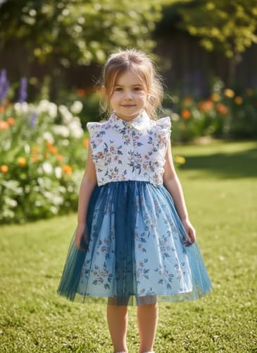Image of Tagas Girls' Dress|Elegant Beige Baby Girl Dress with Lace Ruffles & Floral Embroidery - Long Sleeve Princess Birthday Party Dress | Comfortable & Stylish Kids Wear| PartFrock for Kids |