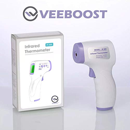 IR Infrared Digital Non-Contact Thermometer Gun with Three Color LCD Screen for Adult and Baby Forehead, Ear and Body Temperature with Fever Alarm and Memory Function