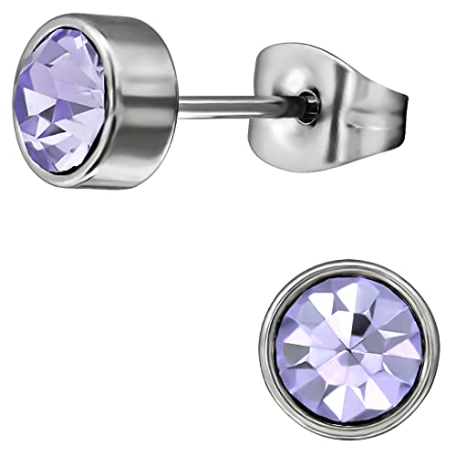 EYS JEWELRY Ohrstecker Damen rund 316L Chirurgenstahl Glitzer-Kristalle violett-lila Damen-Ohrringe Cover
