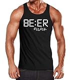 MoonWorks® Herren Tanktop mit Bier-Spruch Beer o Clock Muskelshirt Tank Top Muscle Shirt Achselshirt Fun Shirt schwarz XL