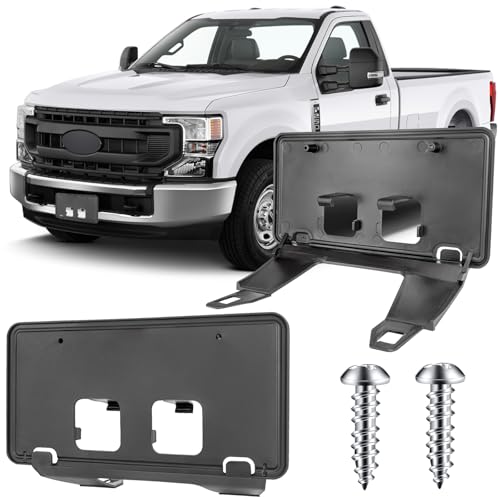 Image of License Plate Bracket Accessories for Ford F250 F350 F450 F550 Super Duty 2020 2021 2022, Front Bumper License Plate Holder Replacement Frame Black Mount