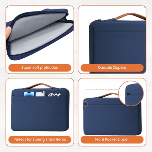 Image of Dyazo 14-14.1 Inch Laptop Sleeve with Handle & Front Accessories Pocket | Soft Inner Lining | Water Resistant Protective Laptop Carry Case Compatible with MacBook, Dell, HP, Lenovo, Acer & More (Blue)