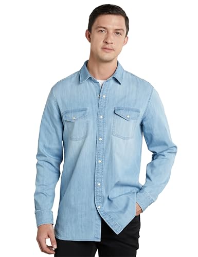 Image of Symbol Premium Men's Casual Cotton Denim Shirt | Regular Fit | Available in Plus Sizes