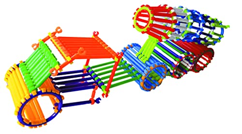 Image of DIY Colorful Educational Smart City Assembly Sticks | Colorful Educational Building Smart City Blocks with Wheels | 200 Sticks Blocks for Kids with Different Themes