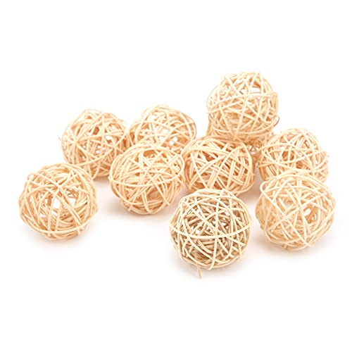 Hztyyier 10Pcs Rattan Balls, Natural Parrot Parakeet Chewing Toys Rattan Balls for Parakeet Budgie Cockatoo Hanging DIY Crafts(5CM) - Image 3