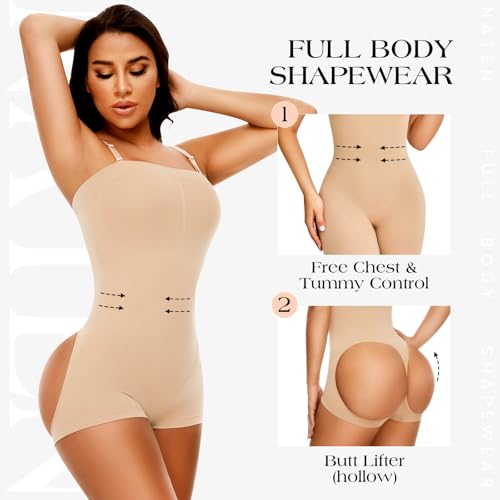 Image of Tummy Control Jumpsuit Shapewear Bodysuit Butt Lifter Thigh Slimmer Shaper