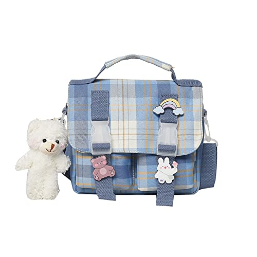 Yaoshi Süße japanische Schultasche mit entzückenden hängenden Ornamenten und Anstecknadeln, süße ästhetische Rucksack-Schultaschen mit schönen Anhängern Cover