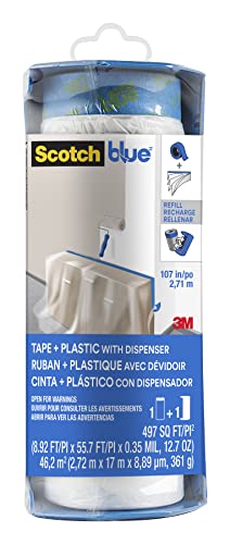 ScotchBlue PTD2093EL-107NEW Malerabdeckfolie mit Klebeband im Kunststoffspender, PTD2093EL-107, 270 cm x 17 m