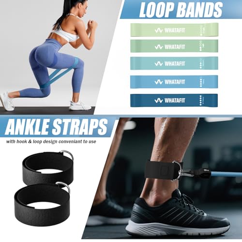 Image of WHATAFIT Resistance Bands, Exercise Bands,Resistance Bands for Working Out, Work Out Bands with Handles for Men and Women Fitness, Strength Training Home Gym Equipment
