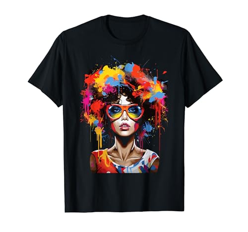 Melanina afro para mujer Black Queen Dripping Juneteenth Camiseta