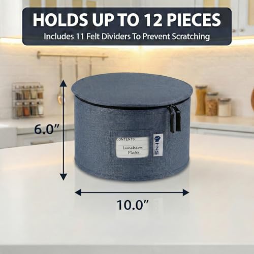 Dinner Plates Storage Container - Hard Shell China Organizer with Dividers - Holds 12 Plates of 10" - Durable & Stackable Storage Box for Seasonal Dishware Protection - Denim Blue by HOLDN’ STORAGE - Image 3