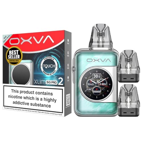 Oxva Xlim SQPro 2 Vape Kit [Celadon Marble] -Available in 10 colours-1600mAh Ultra High-Density Battery,2A Fast Charge (45 Min),35W Output,1.09 HD with 64 Display-Works with all XLIM Pods-No Nicotine
