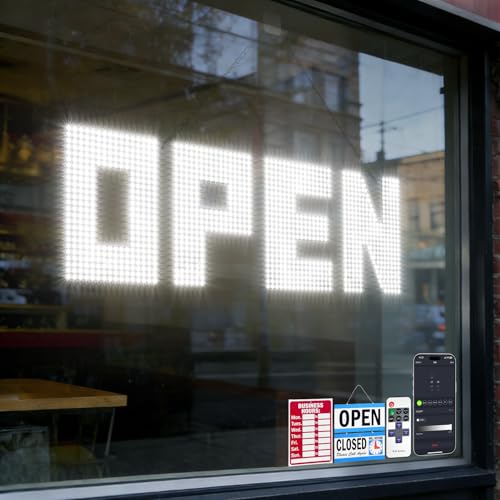 Image of 36 inchx12 inch Large LED Open Sign, Super Bright Open Signs for Business, Dimmable Big Open Sign for Storefront Window Bar Salon Cafes Retail Shops