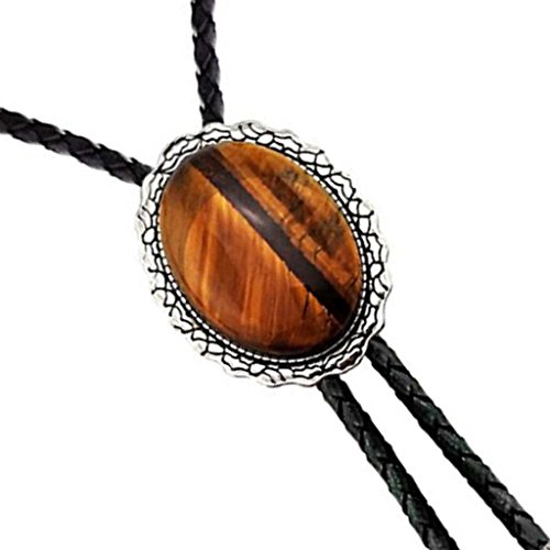 menolana Vintage Natural Tiger Eye Stone Homens Mulheres Bolo Tie Western Gravata